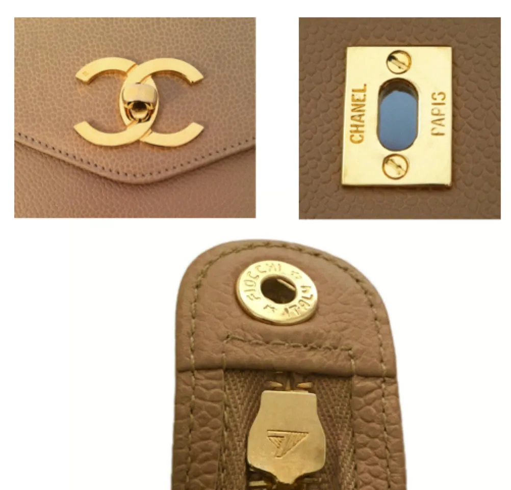 Authentic Chanel Vintage Tan Caviar Tote