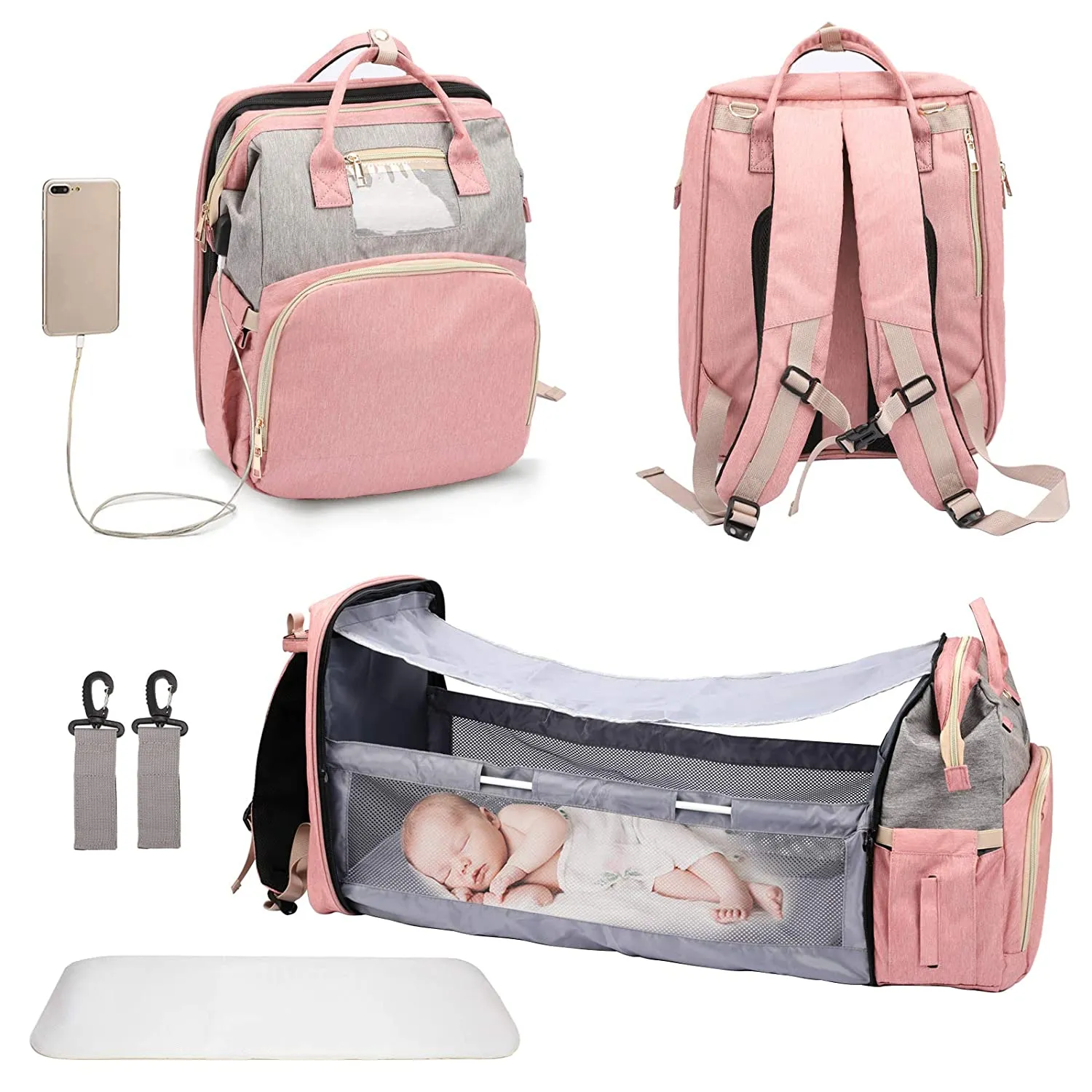 Baby Crib Backpack with Portable Charging
