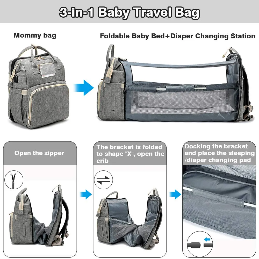 Baby Crib Backpack with Portable Charging