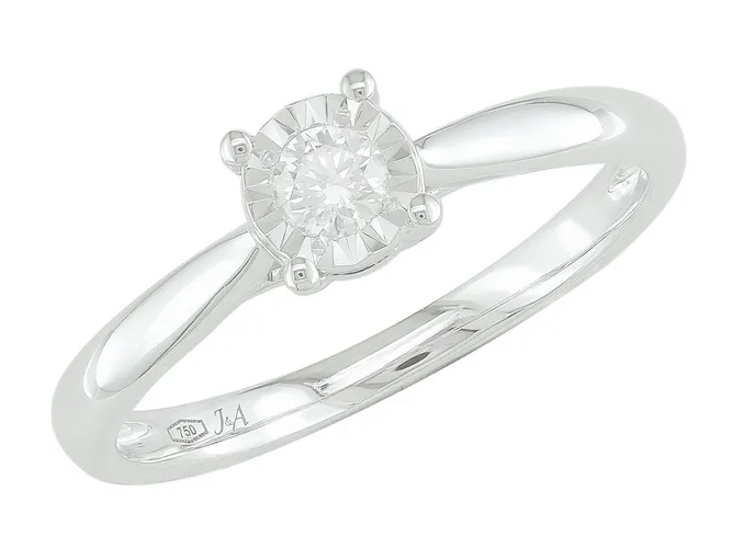 Bague solitaire - Or Blanc, Diamants (J&A6565)
