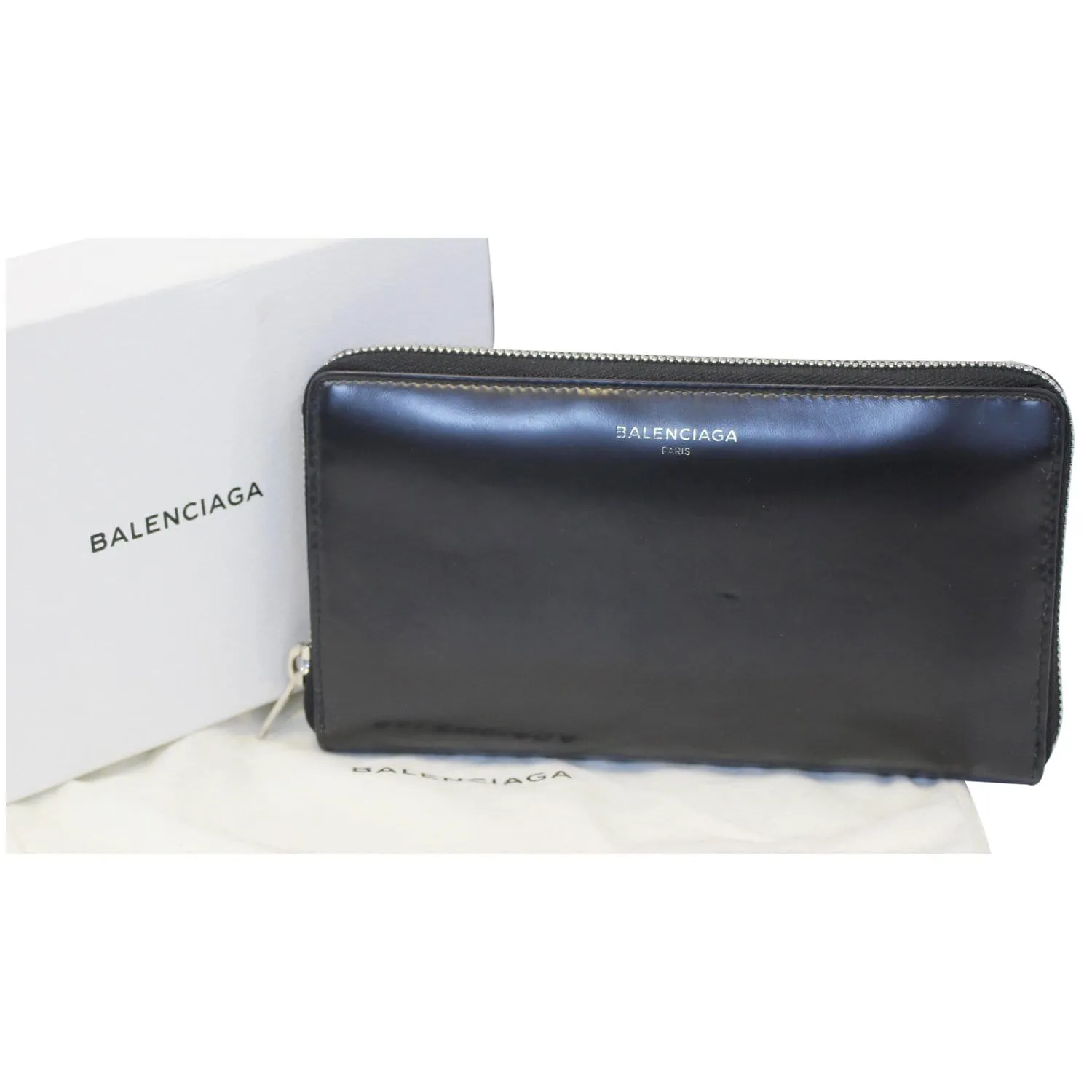 BALENCIAGA Continental Zip Around Leather Wallet Black - Last Call