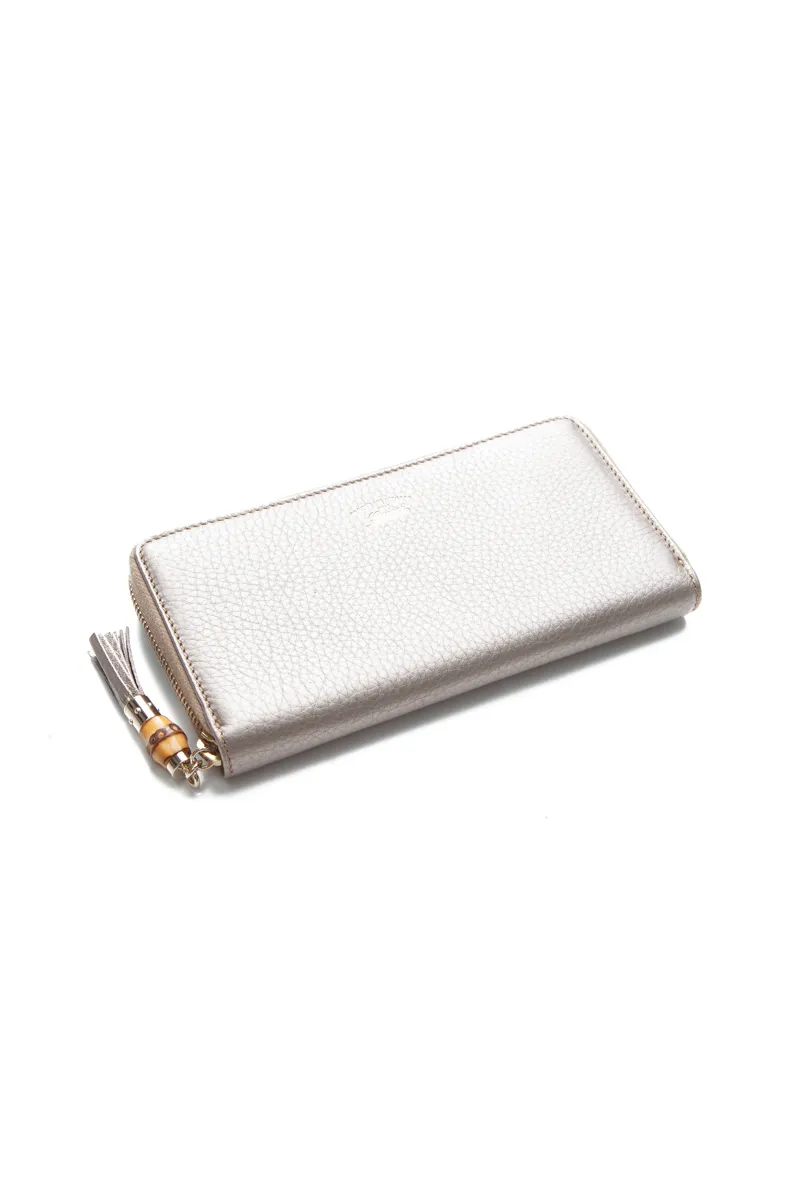 Bamboo Tassel Zip Around Wallet