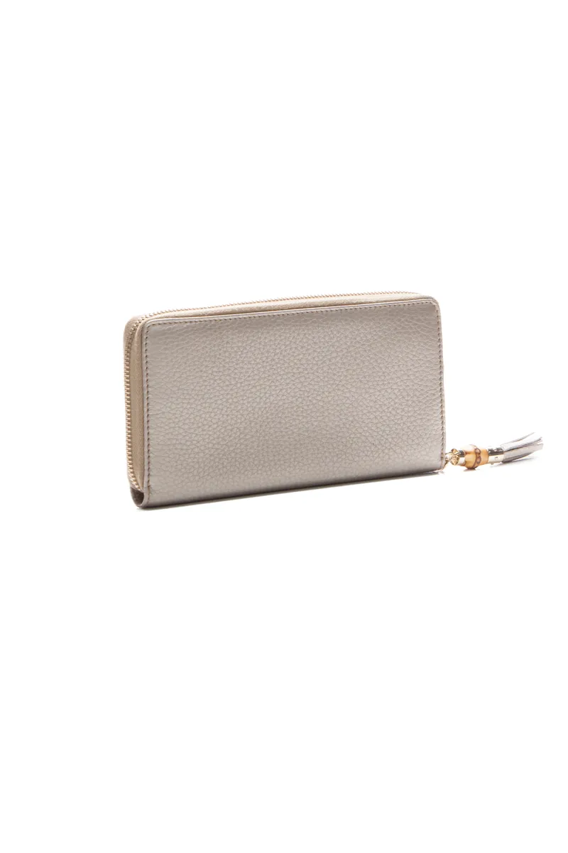 Bamboo Tassel Zip Around Wallet