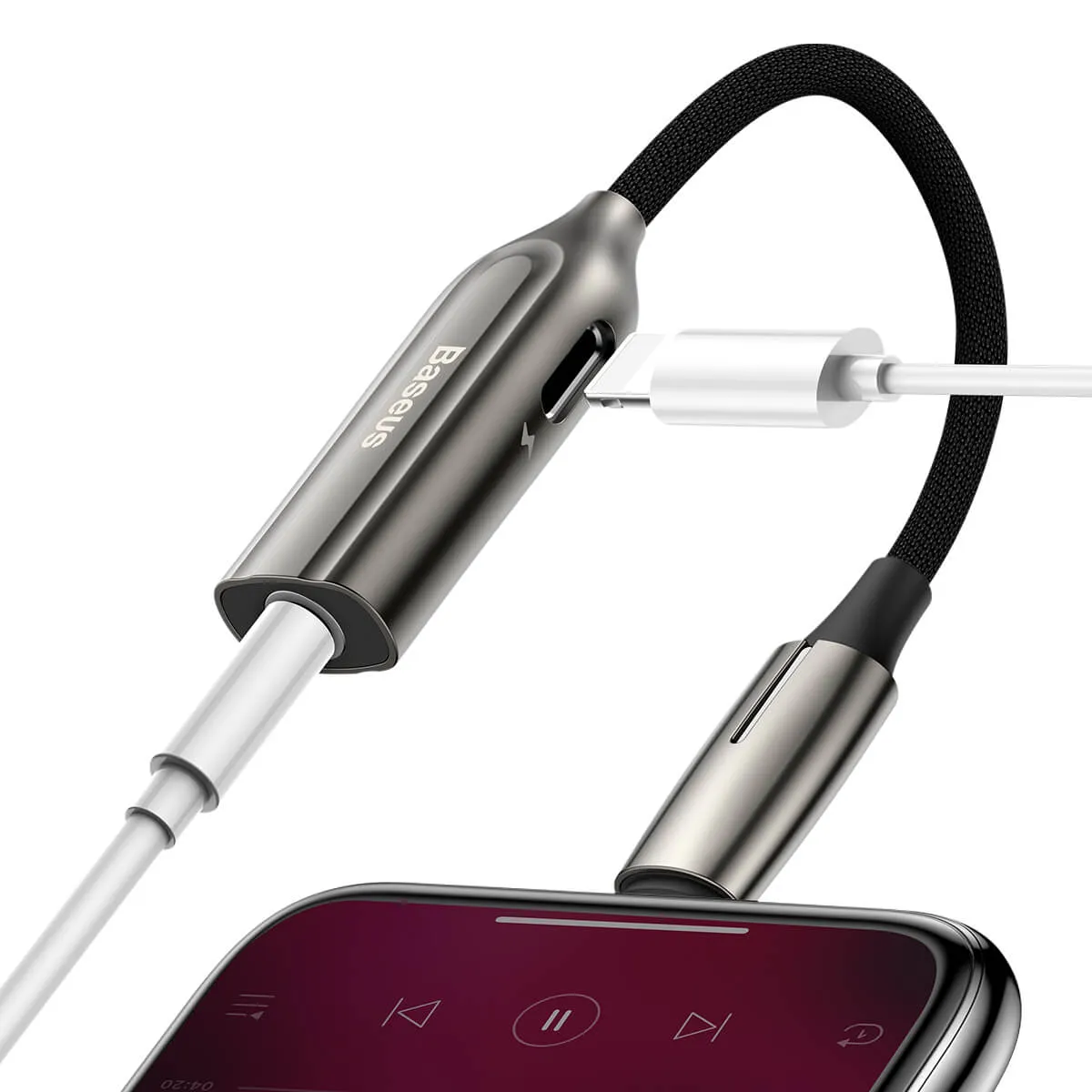 Baseus - 2 in 1 iP Male to iP 3.5mm Female Adapter L56-Tarnish