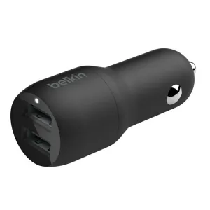 Belkin BOOSTCHARGE Dual USB-A Car Charger 24W   USB-A to USB-C Cable For Samsung