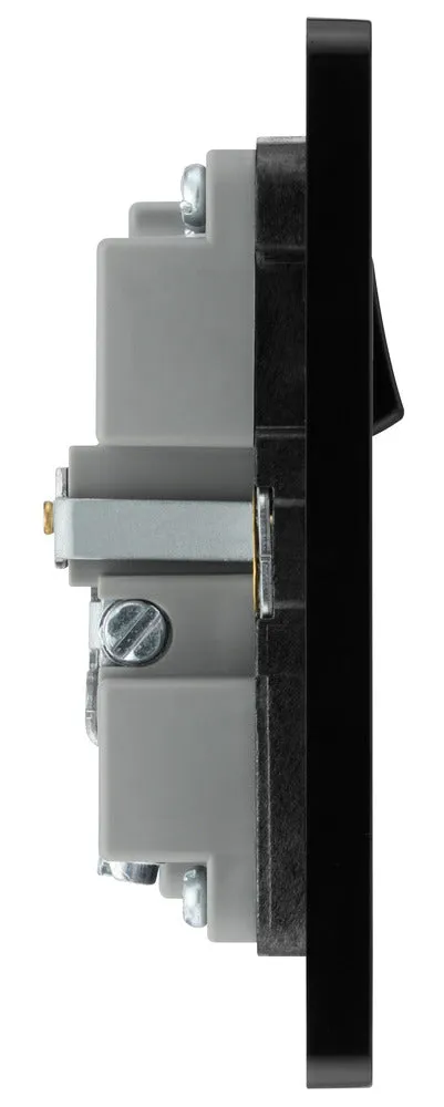 BG Evolve PCDSB21UAC18B 13A Single Switched Power Socket   USB A C (18W) - Satin Brass (Black)