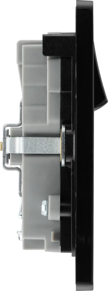 BG Evolve PCDSB22UAC22B 13A Double Switched Power Socket   USB A C (22W) - Satin Brass (Black)