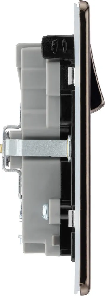 BG FBN22UAC45B Flatplate Screwless 13A Double Switched Power Socket   USB A C (45W) - Black Nickel   Black Insert