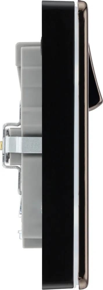 BG FBN22UAC45B Flatplate Screwless 13A Double Switched Power Socket   USB A C (45W) - Black Nickel   Black Insert