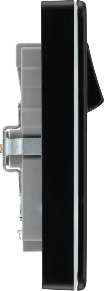 BG FFB22UAC45B Flatplate Screwless Double Socket   2xUSB A C(45W) - Black Insert - Matt Black