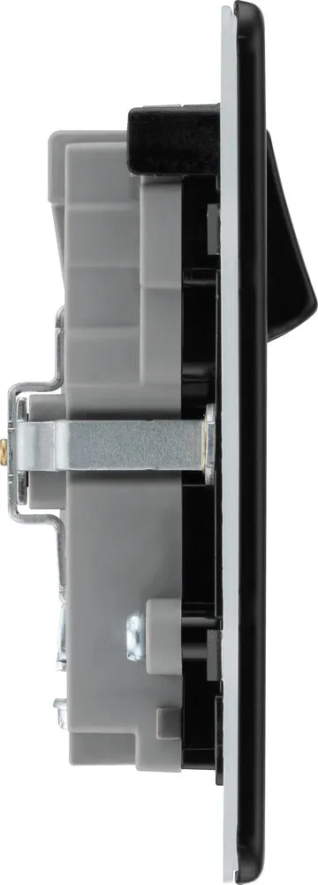 BG FFB22UAC45B Flatplate Screwless Double Socket   2xUSB A C(45W) - Black Insert - Matt Black