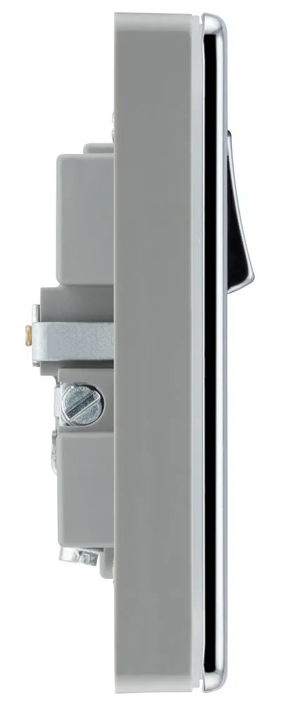 BG FPC21UAC18G Flatplate Screwless 13A Single Switched Power Socket   USB A C (18W) - Polished Chrome   Grey Insert
