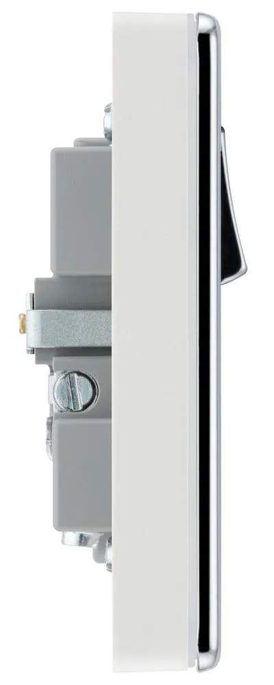 BG FPC21UAC18W Flatplate Screwless 13A Single Switched Power Socket   USB A C (18W) - Polished Chrome   White Insert