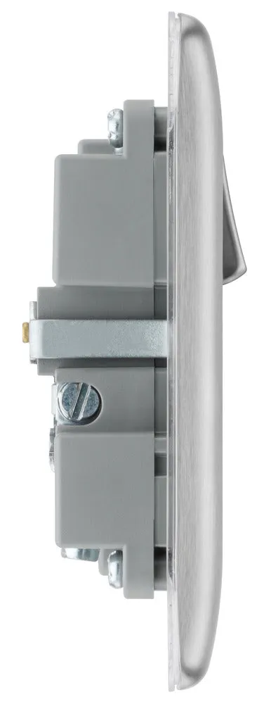 BG NBS21UAC18G Nexus Metal 13A Single Switched Power Socket   USB A C (18W) - Brushed Steel   Grey Insert