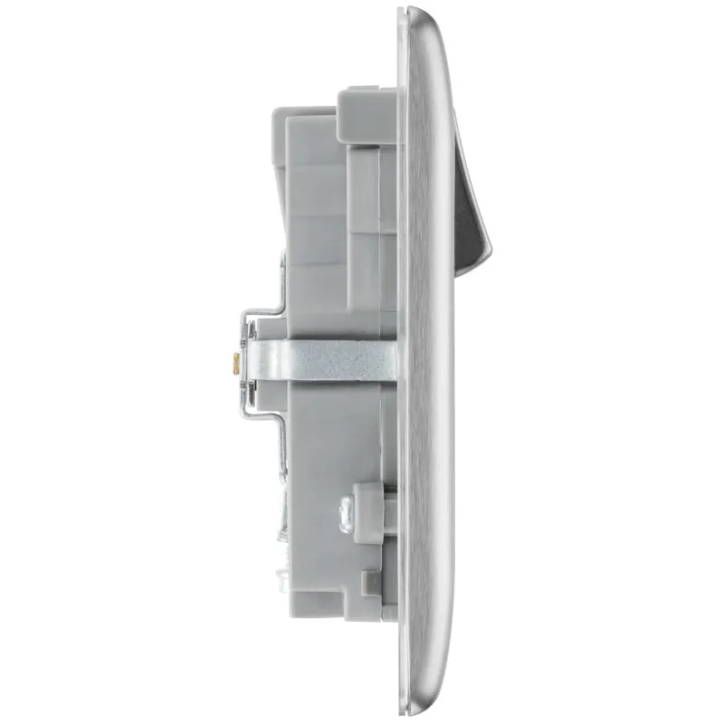 BG NBS22UAC30G Nexus Metal 13A Double Socket   USB A C (30W) - Grey Insert - Brushed Steel