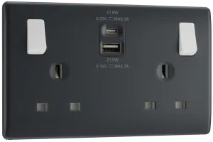 BG Part M PM22UAC22 13A Double Switched Power Socket   USB A C (22W)