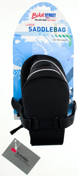 Bicycle Saddlebag Saddle Bag Bike Black  Straps Reflective Expandable NEW