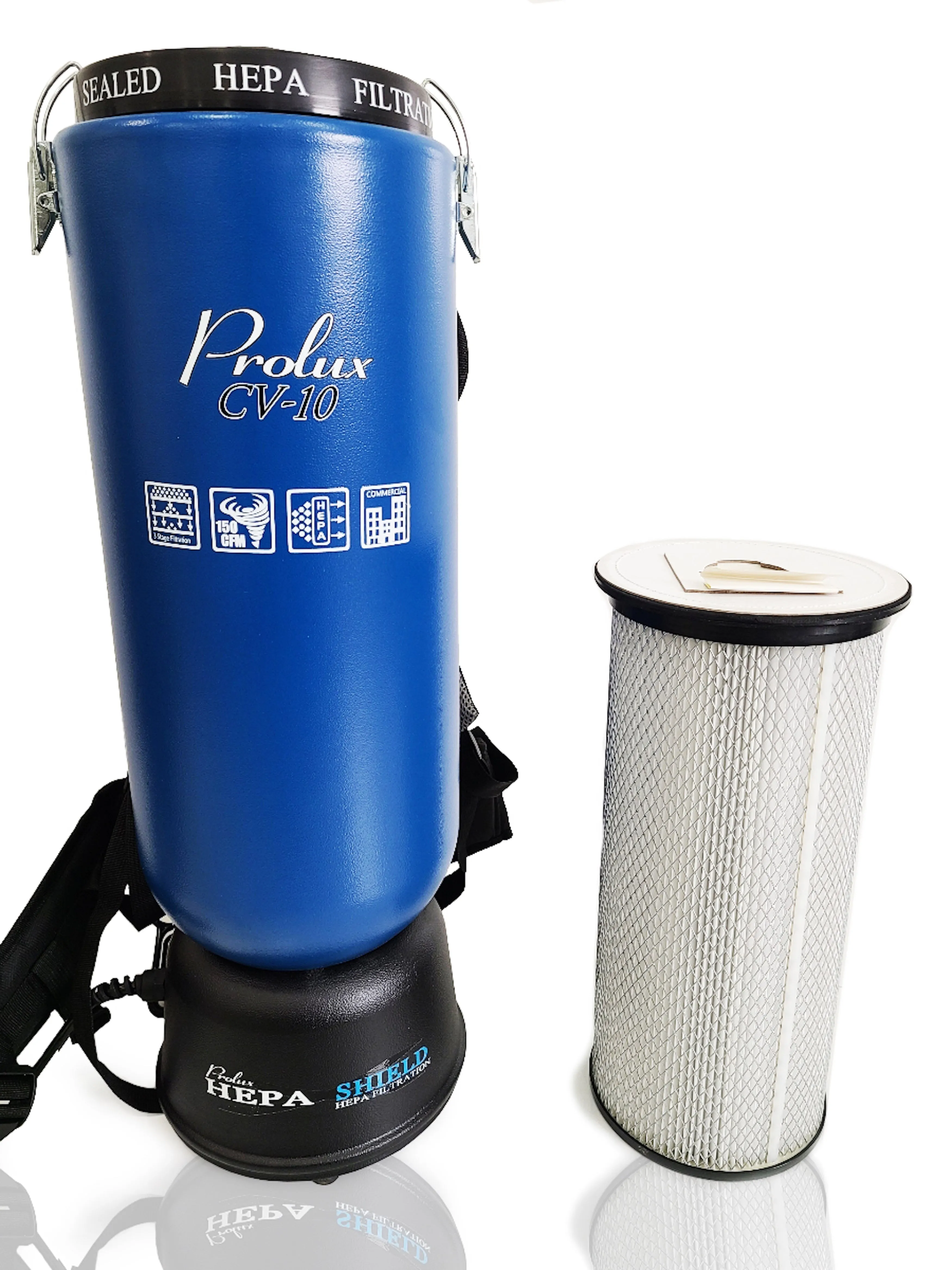 Black & Blue Prolux 10 Quart Commercial Backpack Vacuum with 5 year warranty
