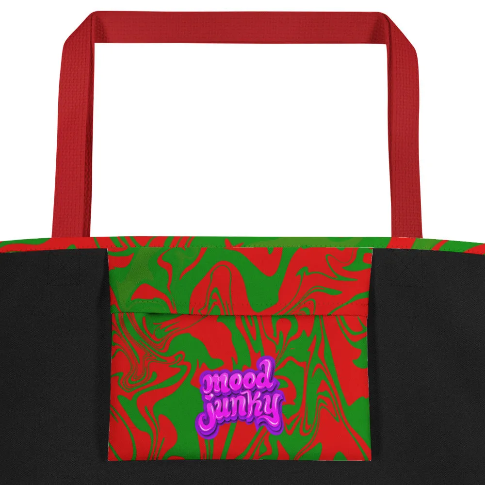 Black Santa Claus & Black Mrs. Claus Christmas Holiday Large Tote Bag