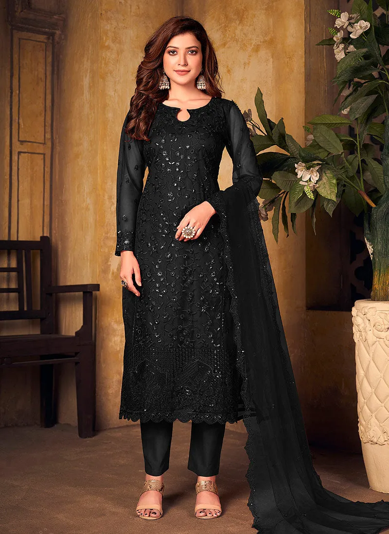 Black Sequence Traditional Pakistani Salwar Kameez