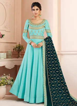 Blue And Green Traditional Anarkali Suit