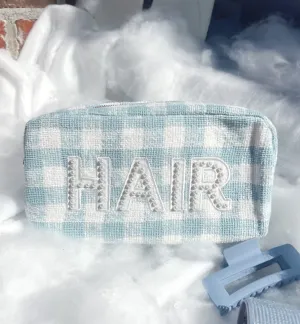 Blue Plaid Large Bag "Hair"