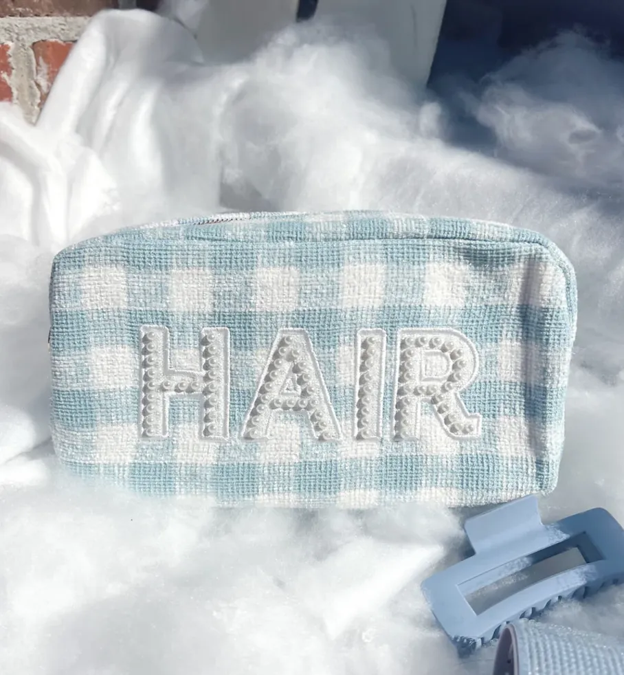 Blue Plaid Large Bag "Hair"