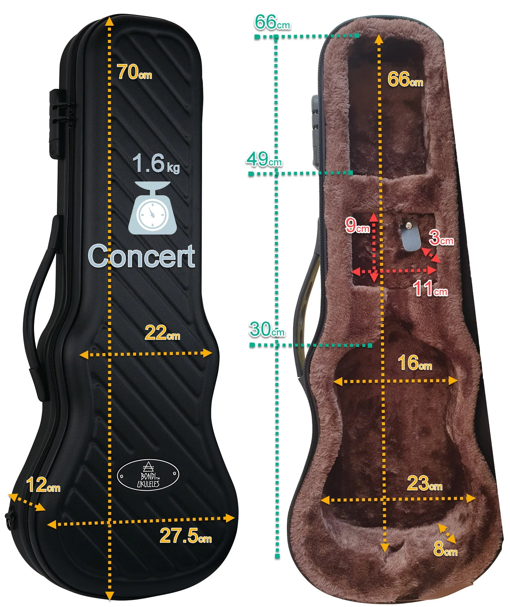 Bondi Shock-Rock Concert Ukulele Hard Case - Pink