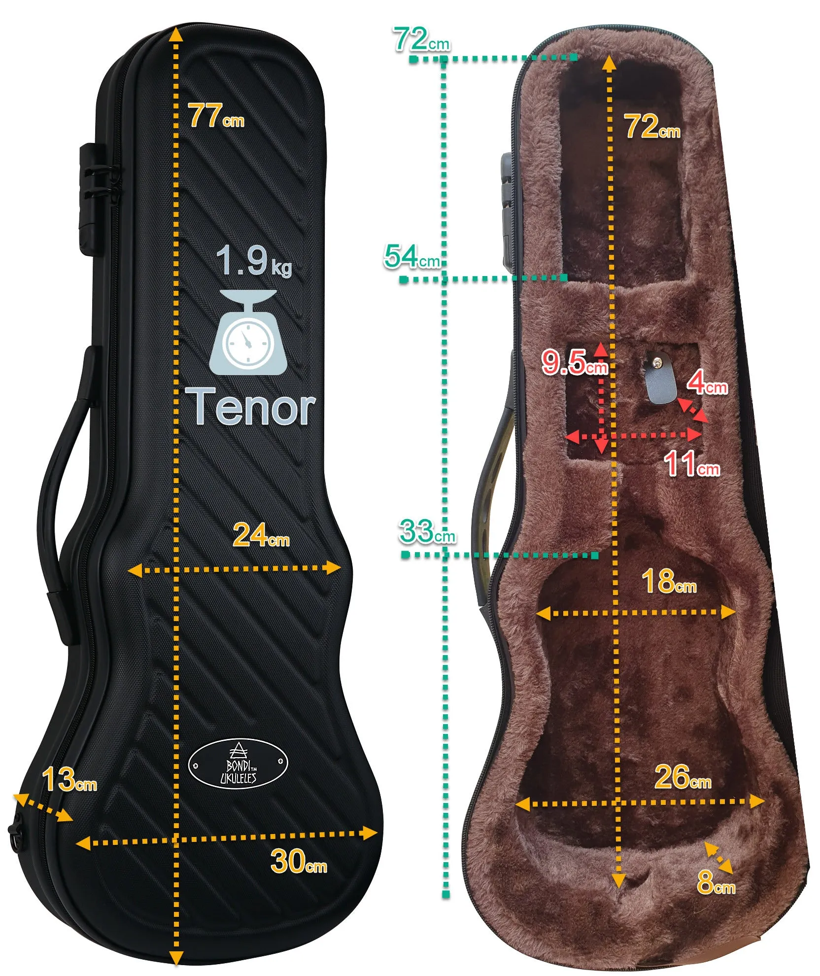 Bondi Shock-Rock Tenor Ukulele Hard Case - Pink