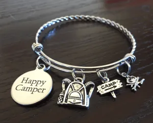 Braided Stainless Steel "Happy Camper" Backpack Bracelet