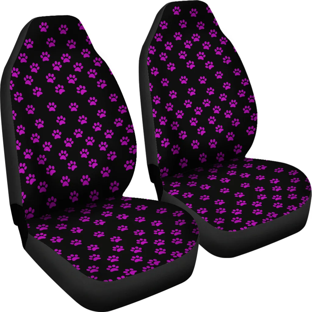 Bright Purple Paw Prints Seat Cover (Set of 2)