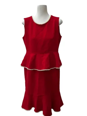 Bright Red Pearl Sheath Dress