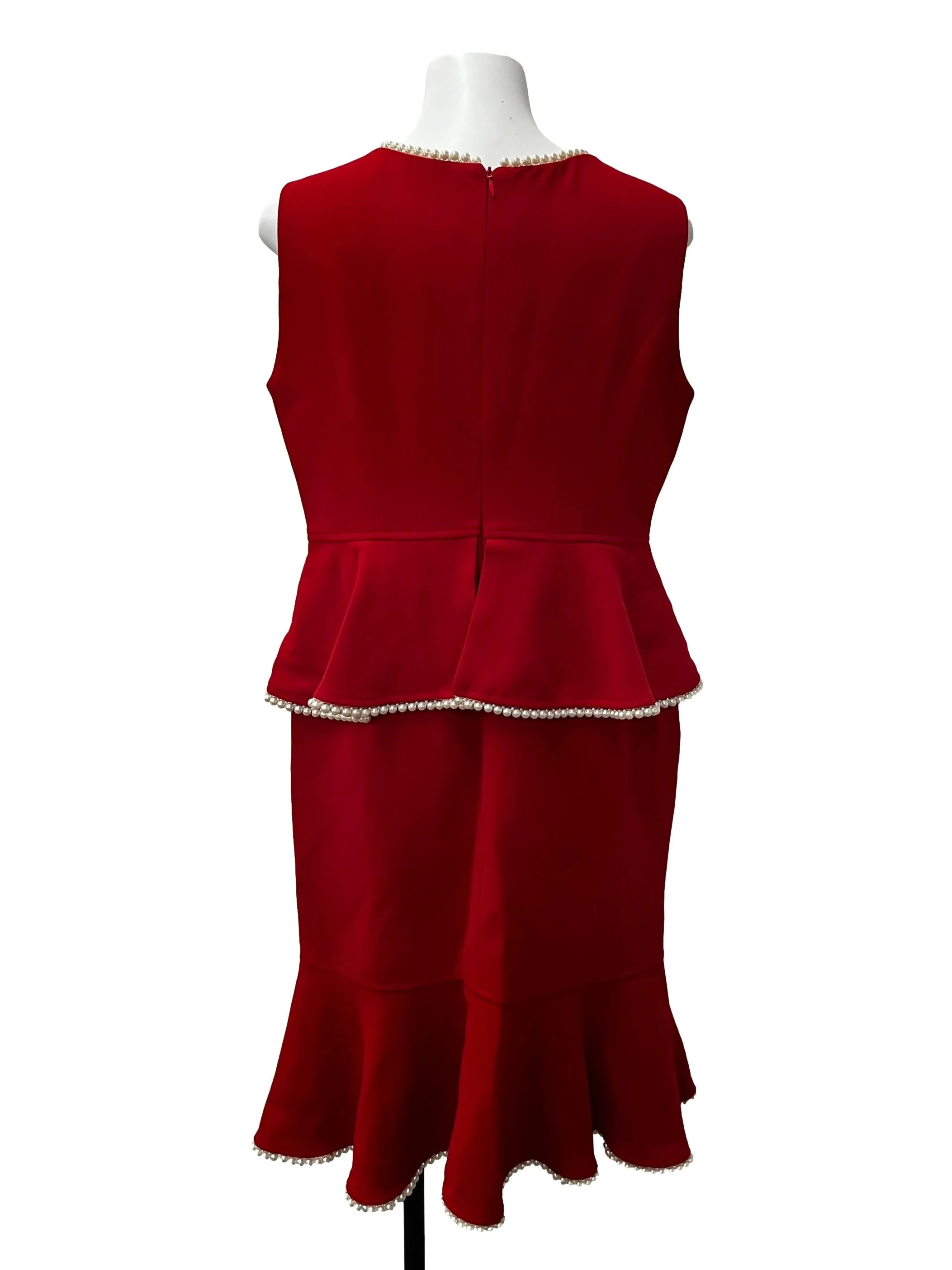 Bright Red Pearl Sheath Dress