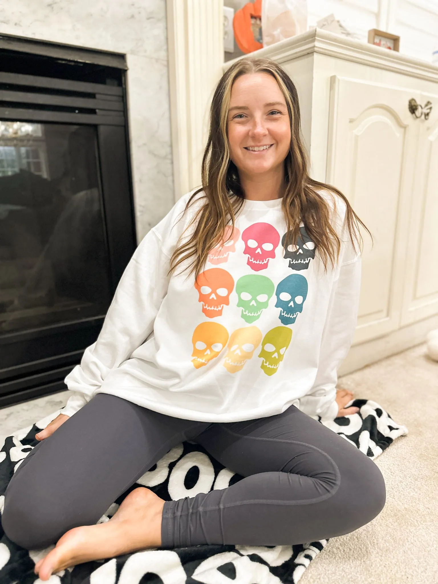 Bright Skulls Graphic Sweatshirt