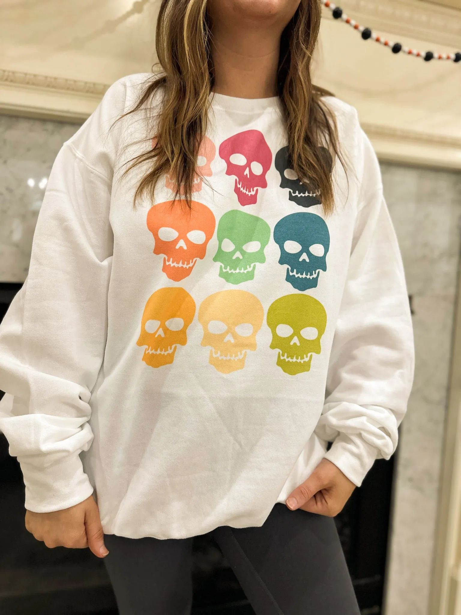 Bright Skulls Graphic Sweatshirt