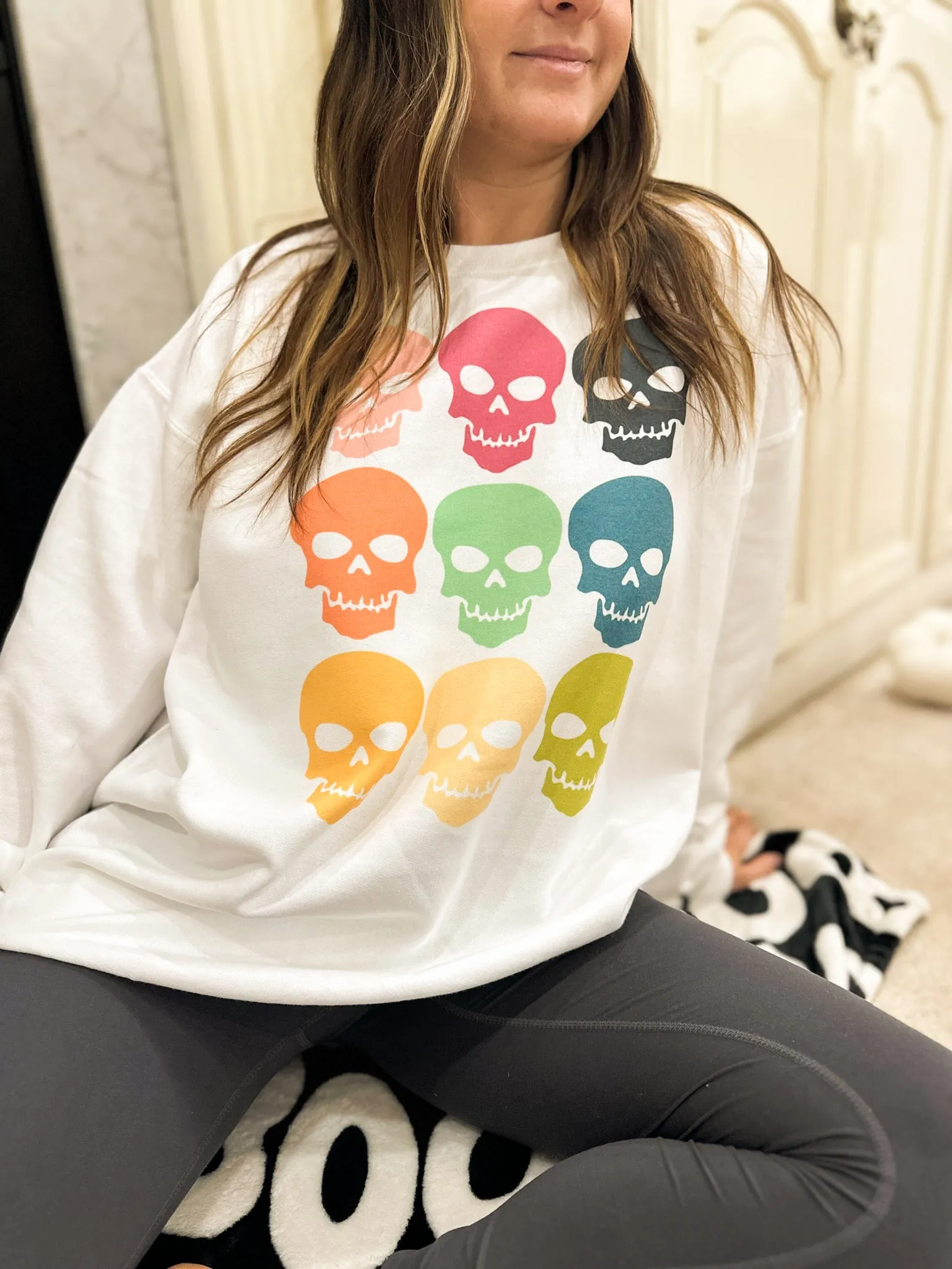 Bright Skulls Graphic Sweatshirt