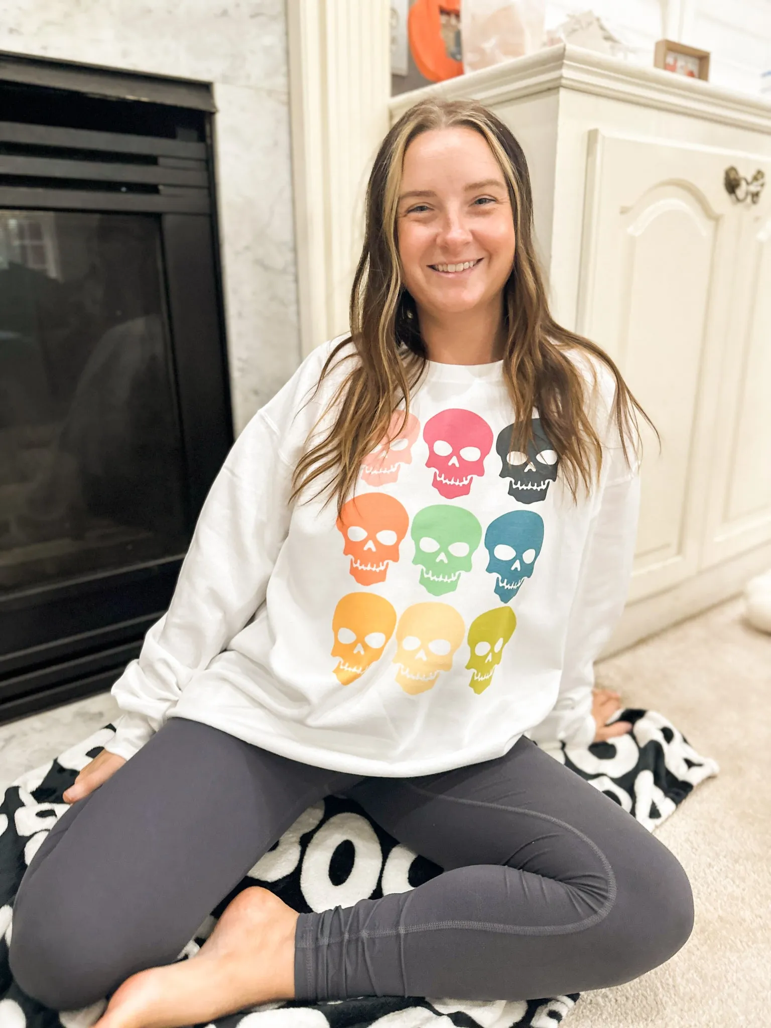 Bright Skulls Graphic Sweatshirt