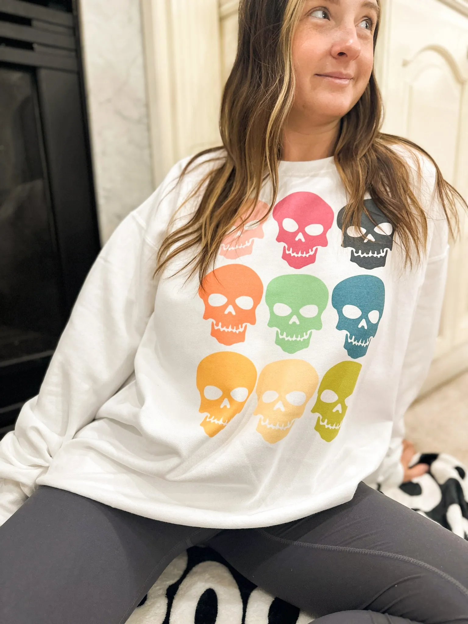 Bright Skulls Graphic Sweatshirt