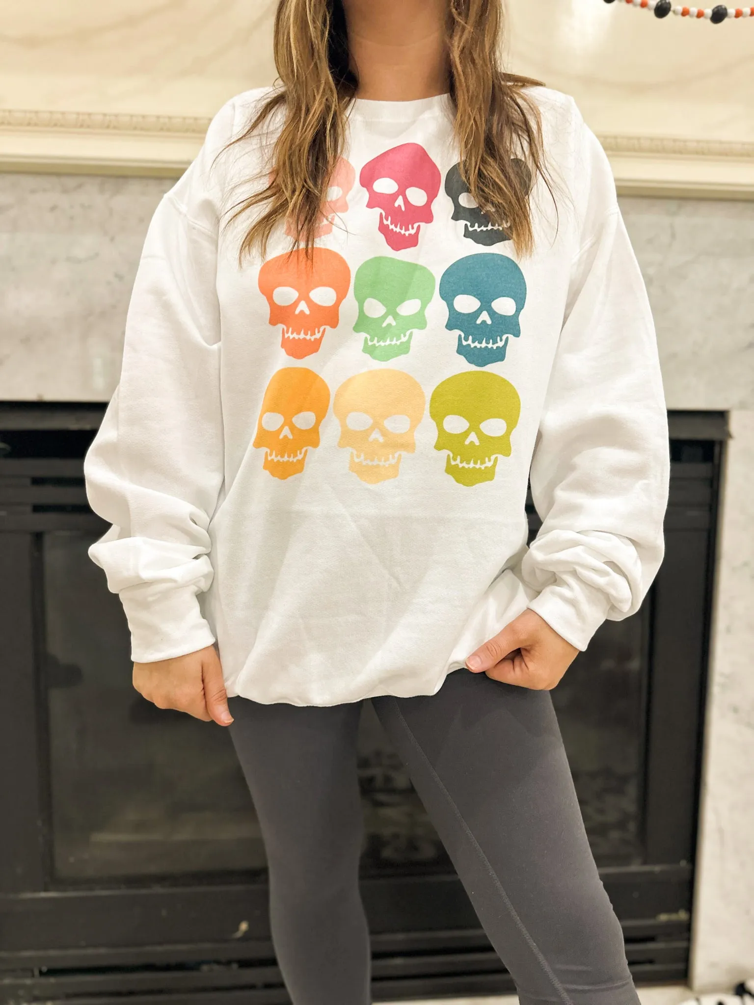 Bright Skulls Graphic Sweatshirt