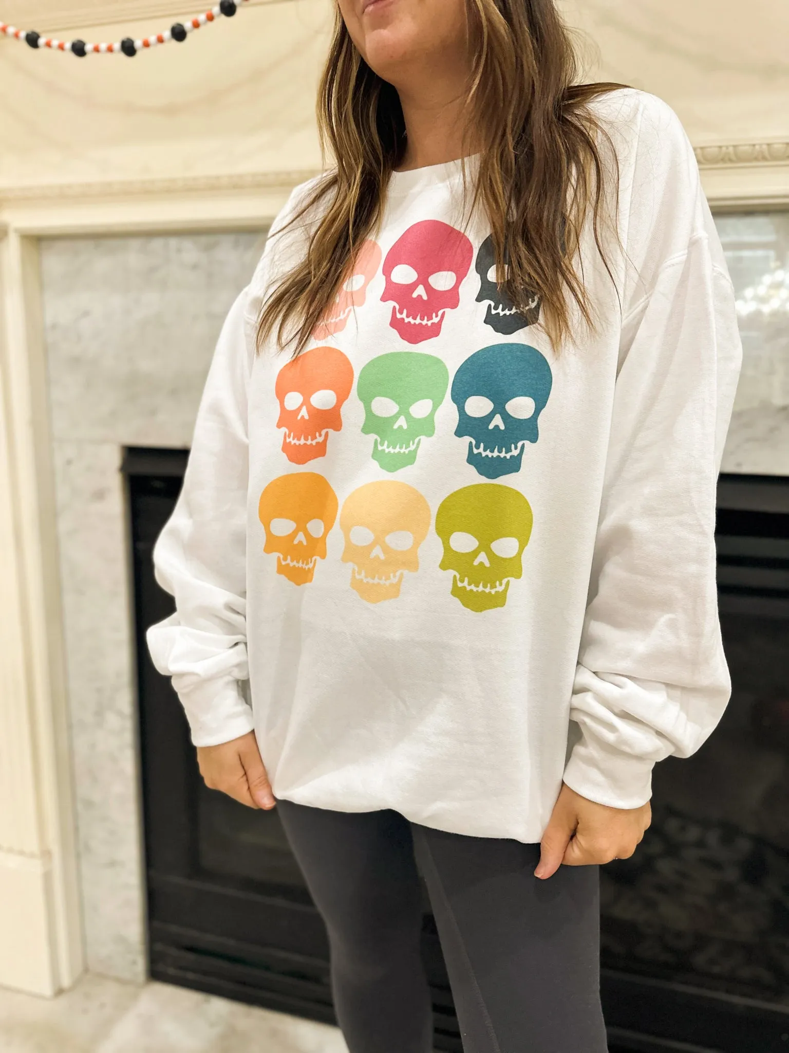 Bright Skulls Graphic Sweatshirt