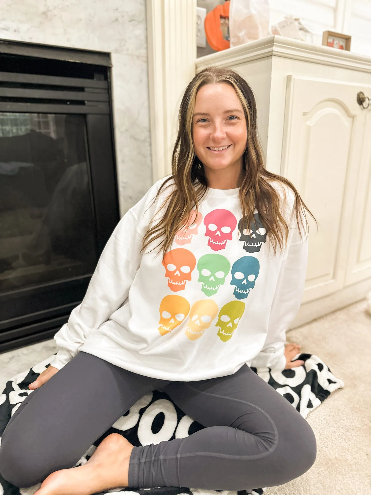 Bright Skulls Graphic Sweatshirt