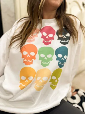 Bright Skulls Graphic Sweatshirt