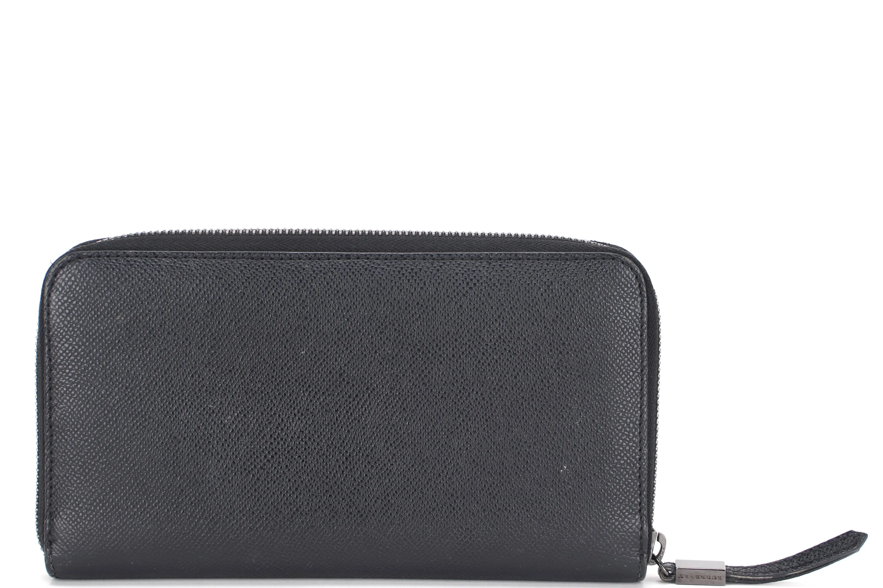 BURBERRY RENFREW LONG ZIP AROUND WALLET CALF GRAIN LEATHER, WITH BOX, NO DUST COVER