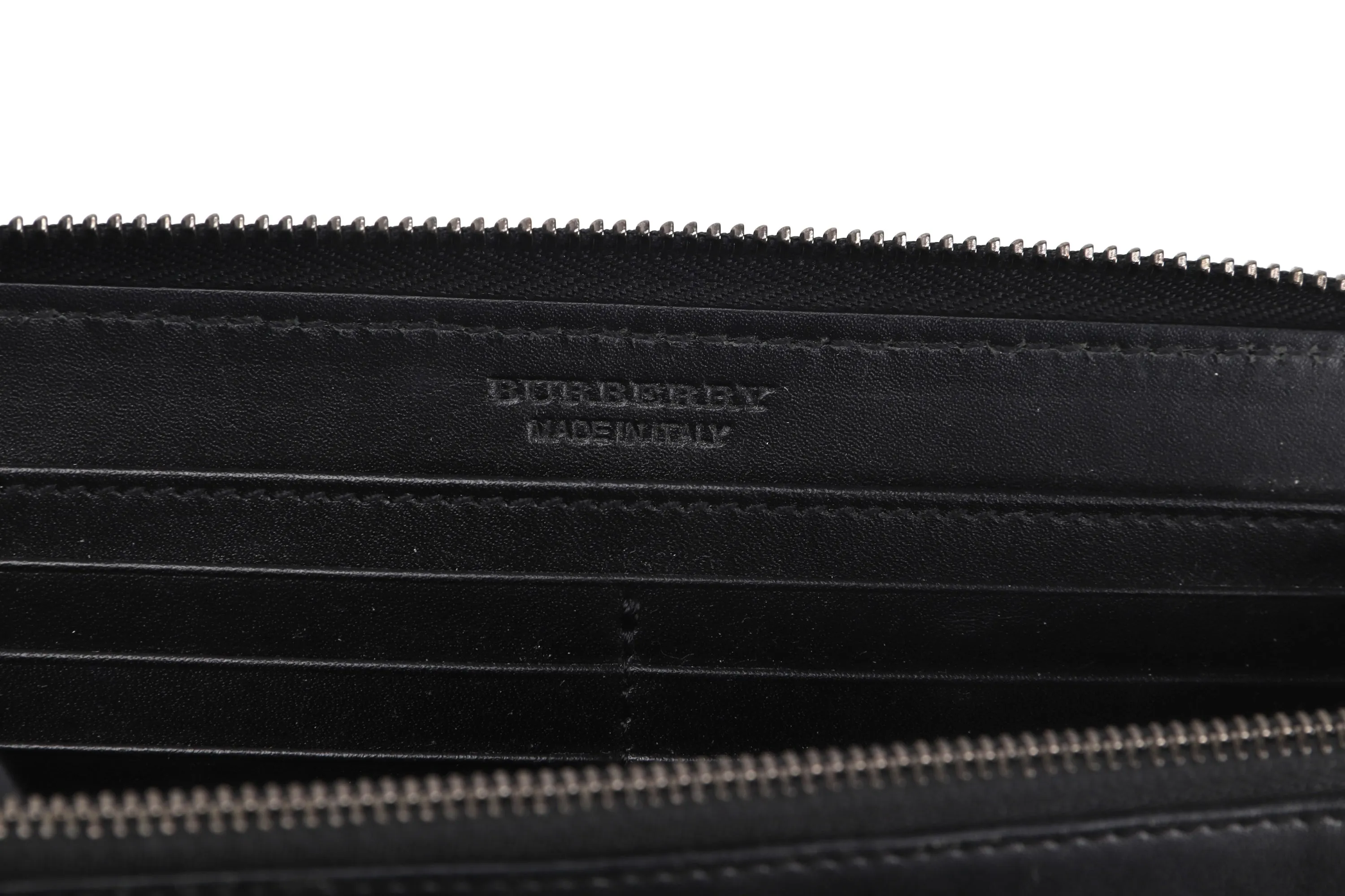 BURBERRY RENFREW LONG ZIP AROUND WALLET CALF GRAIN LEATHER, WITH BOX, NO DUST COVER