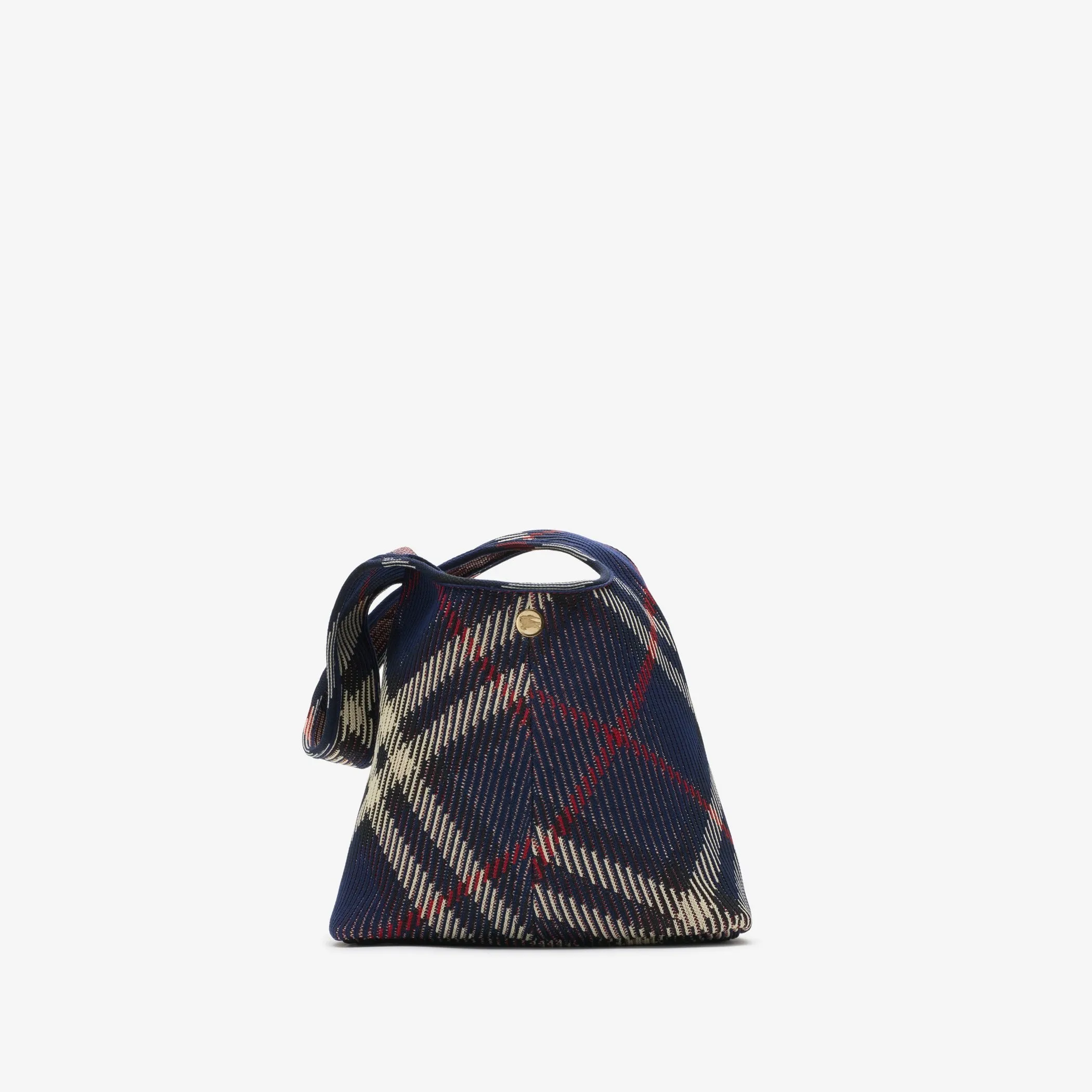 Burberry Small Check Knitted Shoulder Bag in Marine