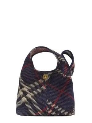 Burberry Small Check Knitted Shoulder Bag in Marine