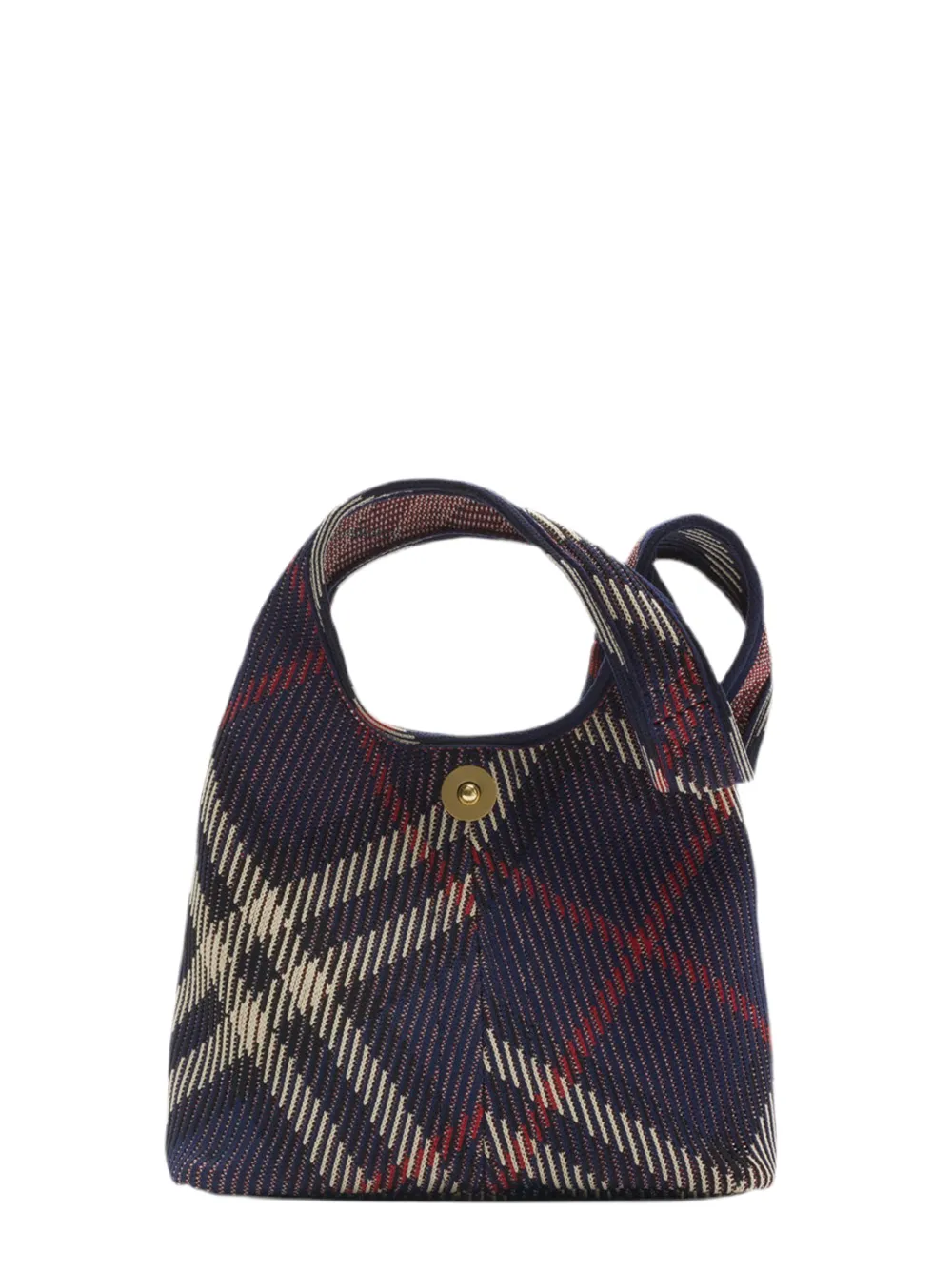 Burberry Small Check Knitted Shoulder Bag in Marine