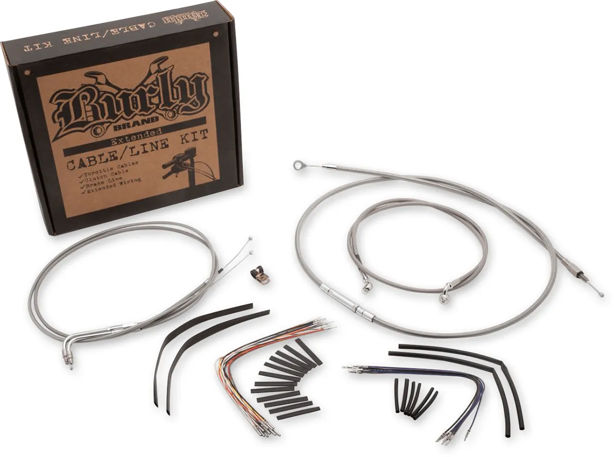 Burly Brand B30-1020 Extended Cable/Brake Line Kit for 18in. Ape Handlebars - Black Vinyl