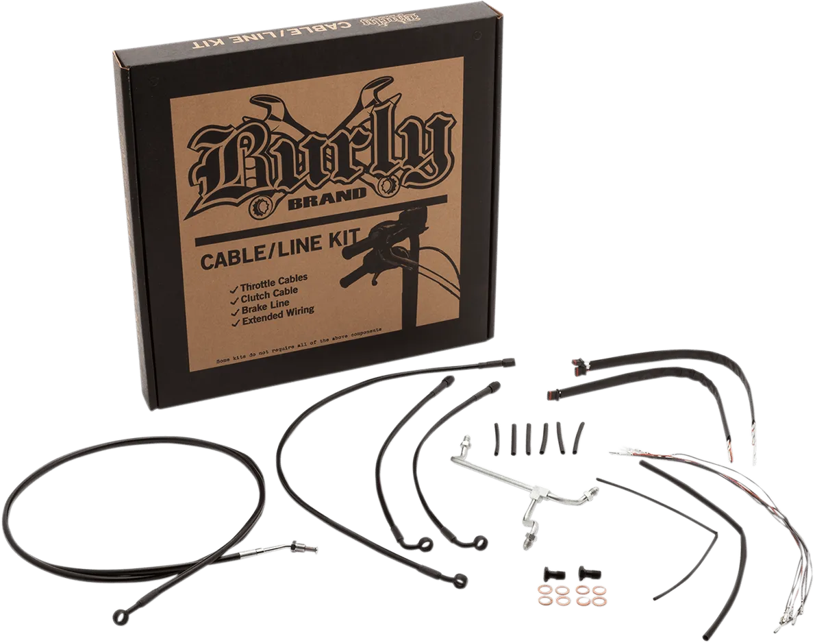Burly Brand B30-1020 Extended Cable/Brake Line Kit for 18in. Ape Handlebars - Black Vinyl