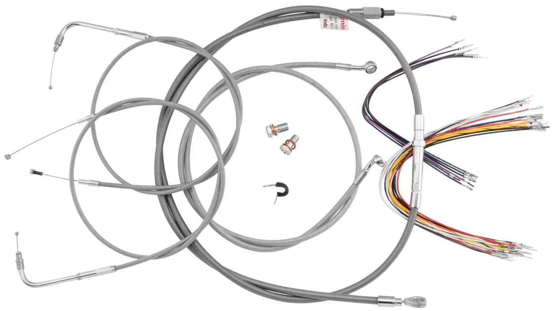 Burly Brand B30-1051 Extended Cable/Brake Line Kit for 14in. Gorilla Handlebars - Stainless Steel